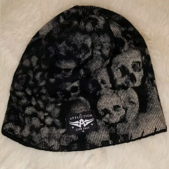 Affliction Skull Cap Rhinestone Studded 